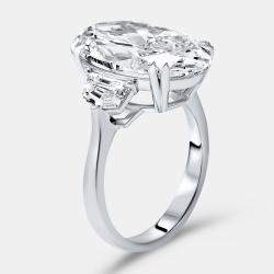 Pre Owned 8.99 cts Oval Brilliant Trapezoid Lab Grown Diamonds 18k White Gold Ring Size 52