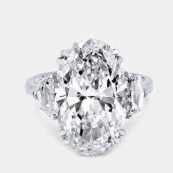Pre Owned 8.99 cts Oval Brilliant Trapezoid Lab Grown Diamonds 18k White Gold Ring Size 52