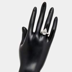 Pre Owned 5.50 cts Pear Brilliant and Trapezoid Lab Grown Diamonds 18k White Gold Ring Size 52