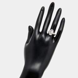 Pre Owned 5.20 cts Oval Brilliant and Pear Lab Grown Diamonds 18k White Gold Ring Size 52