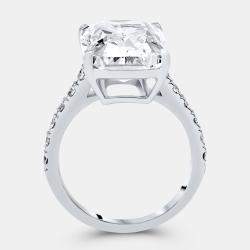 Pre Owned 10.50 cts Radiant and Round Lab Grown Diamonds 18k White Gold Ring Size 52