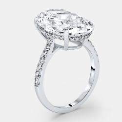 Pre Owned 8.40 cts Oval Brilliant and Round Lab Grown Diamonds 18k White Gold Ring Size 52