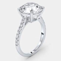Pre Owned 3.30 cts Round Brilliant Lab Grown Diamonds 18k White Gold Ring Size 52