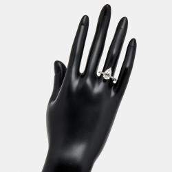 Pre Owned 3.25 cts Pear Brilliant and Round Lab Grown Diamonds 18k White Gold Ring Size 52