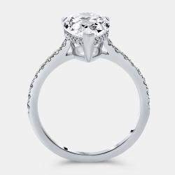 Pre Owned 3.25 cts Pear Brilliant and Round Lab Grown Diamonds 18k White Gold Ring Size 52