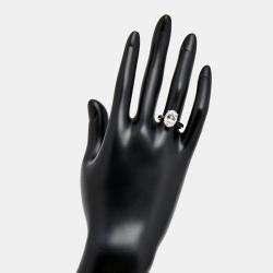 Pre Owned 3.00 cts Oval Brilliant Lab Grown Diamond 18k White Gold Ring Size 52