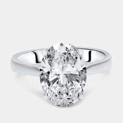 Pre Owned 3.00 cts Oval Brilliant Lab Grown Diamond 18k White Gold Ring Size 52