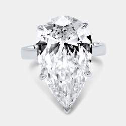 Pre Owned 7.00 cts Pear Brilliant Lab Grown Diamond 18k White Gold Ring Size 53