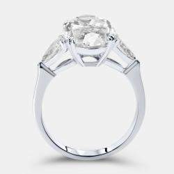 Pre Owned 5.20 cts Oval Brilliant and Pear Lab Grown Diamonds 18k White Gold Ring Size 53