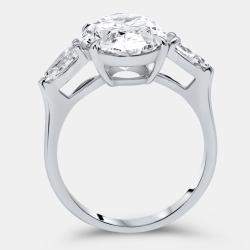 Pre Owned 4.40 cts Oval Brilliant and Pear Lab Grown Diamonds 18k White Gold Ring Size 53