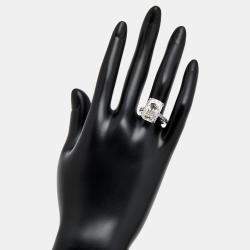 Pre Owned 10.50 cts Radiant and Round Lab Grown Diamonds 18k White Gold Ring Size 53