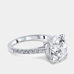Pre Owned 3.30 cts Round Brilliant Lab Grown Diamonds 18k White Gold Ring Size 53