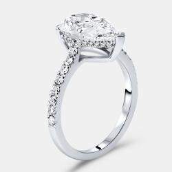 Pre Owned 3.25 cts Pear Brilliant and Round Lab Grown Diamonds 18k White Gold Ring Size 53