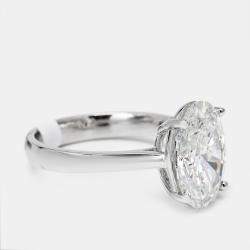 Pre Owned 3.00 cts Oval Brilliant Lab Grown Diamond 18k White Gold Ring Size 53