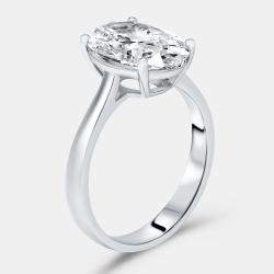 Pre Owned 3.00 cts Oval Brilliant Lab Grown Diamond 18k White Gold Ring Size 53