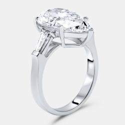 Pre Owned 5.50 cts Pear Brilliant and Trapezoid Lab Grown Diamonds 18k White Gold Ring Size 54