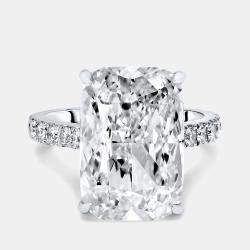 Pre Owned 10.50 cts Radiant and Round Lab Grown Diamonds 18k White Gold Ring Size 54