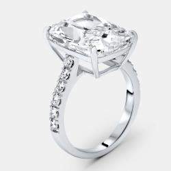 Pre Owned 10.50 cts Radiant and Round Lab Grown Diamonds 18k White Gold Ring Size 54