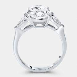 Pre Owned 4.00 cts Oval Brilliant and Pear Lab Grown Diamonds 18k White Gold Ring Size 54