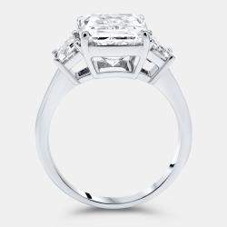 Pre Owned 6.00 cts Radiant and Trapezoid Lab Grown Diamonds 18k White Gold Ring Size 54