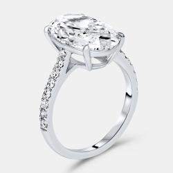 Pre Owned 5.30 cts Oval Brilliant and Round Lab Grown Diamonds 18k White Gold Ring Size 54