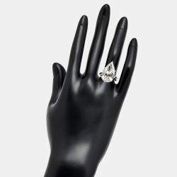 Pre Owned 3.00 cts Pear Brilliant Lab Grown Diamonds 18k White Gold Ring Size 56