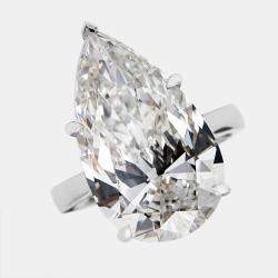 Pre Owned 4.00 cts Pear Brilliant Lab Grown Diamonds 18k White Gold Ring Size 56