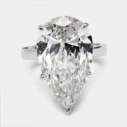 Pre Owned 4.00 cts Pear Brilliant Lab Grown Diamonds 18k White Gold Ring Size 56