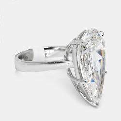 Pre Owned 4.00 cts Pear Brilliant Lab Grown Diamonds 18k White Gold Ring Size 56