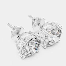 Pre Owned 4.00 cts Round Cut 18k White Gold Lab Grown Diamond Stud Earrings