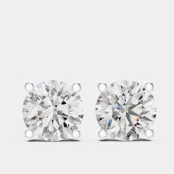 Pre Owned 4.00 cts Round Cut 18k White Gold Lab Grown Diamond Stud Earrings