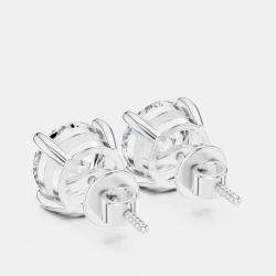 Pre Owned 4.00 cts Round Cut 18k White Gold Lab Grown Diamond Stud Earrings