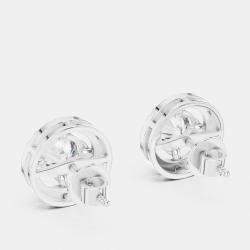 Pre Owned 2.60 cts Round 18k White Gold Solitaire Lab Grown Diamond Single Halo Earrings