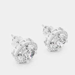 Pre Owned 2.60 cts Round 18k White Gold Solitaire Lab Grown Diamond Single Halo Earrings