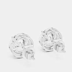 Pre Owned 2.4 cts Round 18k White Gold Solitaire Lab Grown Diamond Single Halo Earrings