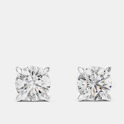 Pre Owned 1.00 ct Round 18k White Gold Solitaire Lab Grown Diamond Single Stud Earrings