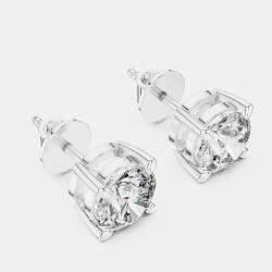 Pre Owned 1.00 ct Round 18k White Gold Solitaire Lab Grown Diamond Single Stud Earrings