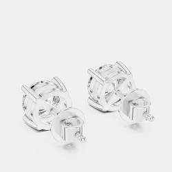 Pre Owned 1.00 ct Round 18k White Gold Solitaire Lab Grown Diamond Single Stud Earrings