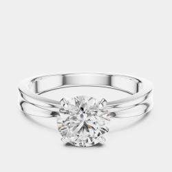 Pre Owned 3.00 ct Round 18k White Gold Lab Grown Diamonds Solitaire Diamond Band Size 53