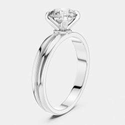 Pre Owned 6.00 ct Round 18k White Gold Solitaire Lab Grown Diamond Band Size 53