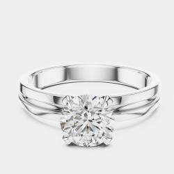 Pre Owned 6.00 ct Round 18k White Gold Solitaire Lab Grown Diamond Band Size 53