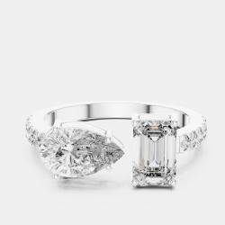 Pre Owned 6.2 cts Multi-Shape 18k White Gold Lab Grown Diamond Ring Size 53