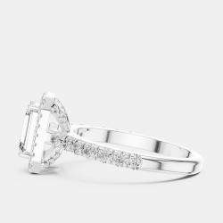 Pre Owned 1.65 cts Center Emerald Cut 18k White Gold Solitaire Lab Grown Diamond Ring Size 53