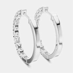 Pre Owned 0.60 ct Round Cut 18k White Gold Lab Grown Diamond Hoop Earrings
