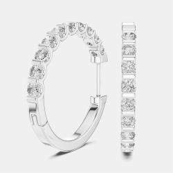 Pre Owned 0.60 ct Round Cut 18k White Gold Lab Grown Diamond Hoop Earrings