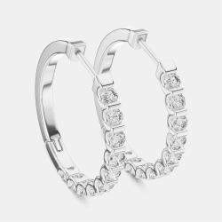 Pre Owned 0.60 ct Round Cut 18k White Gold Lab Grown Diamond Hoop Earrings