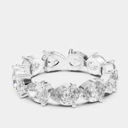 Pre Owned 3.00 cts Pear Cut 18k White Gold Lab Grown Diamond Ring Size 53