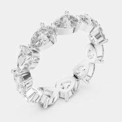 Pre Owned 3.00 cts Pear Cut 18k White Gold Lab Grown Diamond Ring Size 53