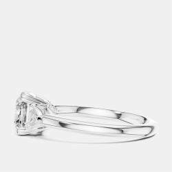 Pre Owned 2.00 cts Cushion & Triangle Cut 18k White Gold Lab Grown Diamond Ring Size 53