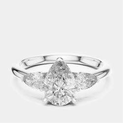 Pre Owned 1.50 ct Pear Cut 18k White Gold Lab Grown Diamond Ring Size 53